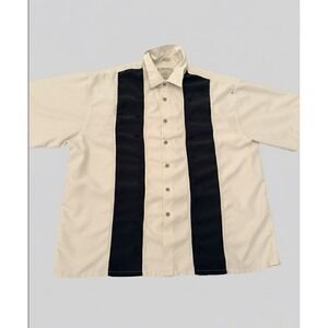 Vintage Hibiscus Hawaii Bowling Shirt XXL - Black & Cream Colored Shirt